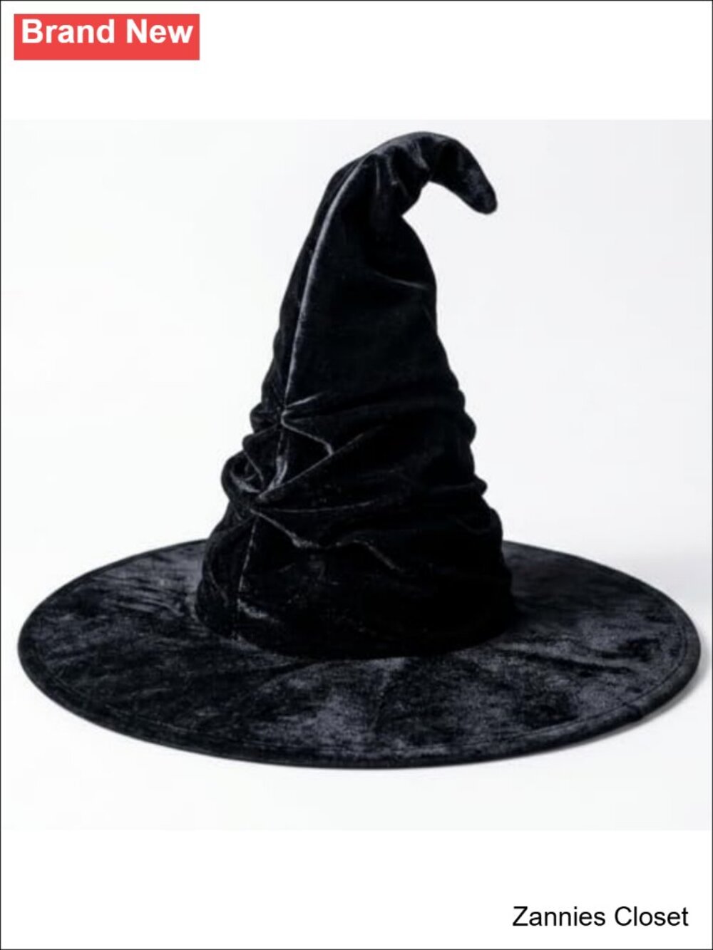 👻 Ruched Velvet Witch Hat Wide Brim Costume Headwear